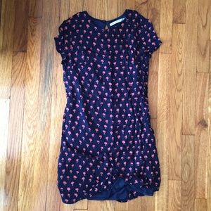 Zara navy pink palm tree dress S